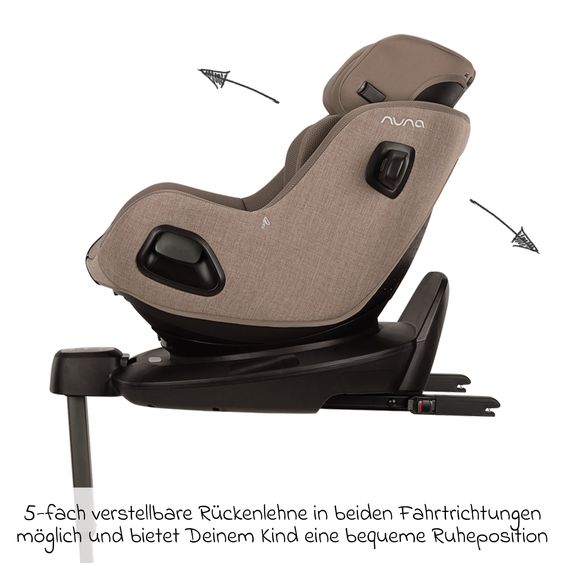 Nuna Seggiolino auto Reboarder PRUU Aire i-Size 360° girevole dalla nascita fino a 4 anni (40 cm - 105 cm) incl. base e riduttore seggiolino - Cedar