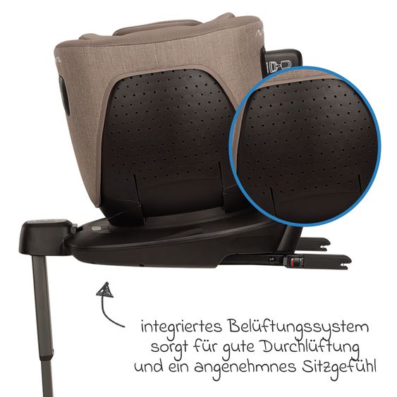 Nuna Seggiolino auto Reboarder PRUU Aire i-Size 360° girevole dalla nascita fino a 4 anni (40 cm - 105 cm) incl. base e riduttore seggiolino - Cedar