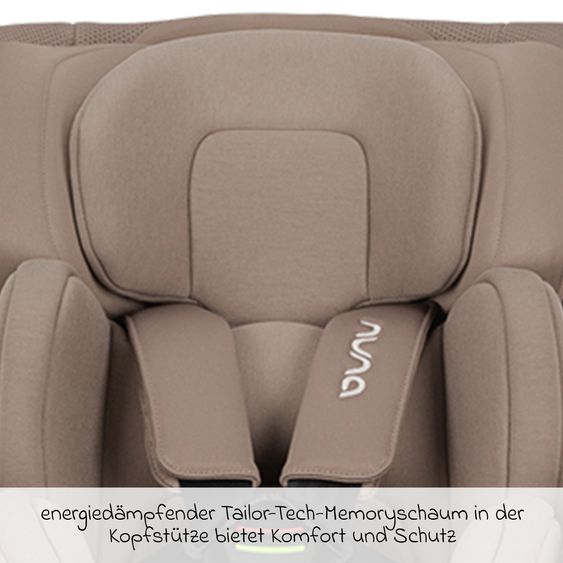 Nuna Seggiolino auto Reboarder PRUU Aire i-Size 360° girevole dalla nascita fino a 4 anni (40 cm - 105 cm) incl. base e riduttore seggiolino - Cedar