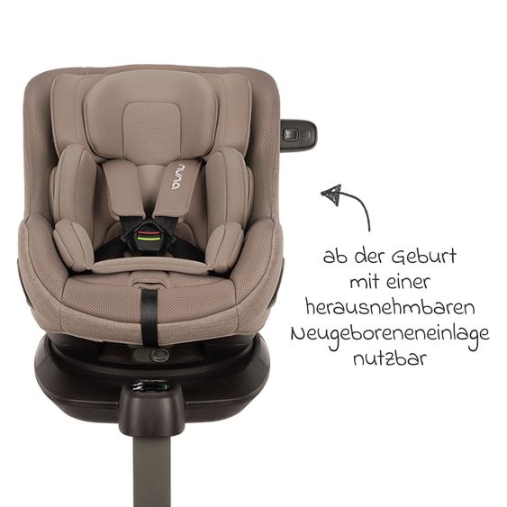 Nuna Seggiolino auto Reboarder PRUU Aire i-Size 360° girevole dalla nascita fino a 4 anni (40 cm - 105 cm) incl. base e riduttore seggiolino - Cedar