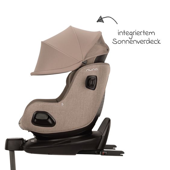 Nuna Seggiolino auto Reboarder PRUU Aire i-Size 360° girevole dalla nascita fino a 4 anni (40 cm - 105 cm) incl. base e riduttore seggiolino - Cedar