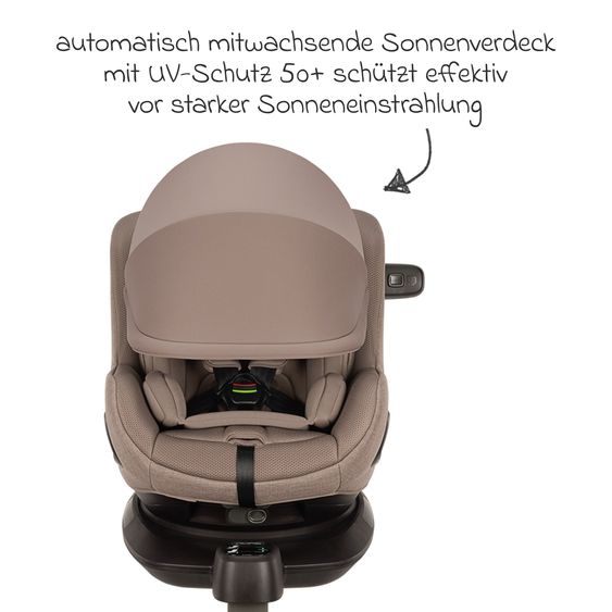 Nuna Seggiolino auto Reboarder PRUU Aire i-Size 360° girevole dalla nascita fino a 4 anni (40 cm - 105 cm) incl. base e riduttore seggiolino - Cedar