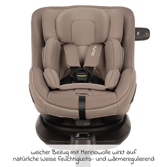 Nuna Seggiolino auto Reboarder PRUU Aire i-Size 360° girevole dalla nascita fino a 4 anni (40 cm - 105 cm) incl. base e riduttore seggiolino - Cedar