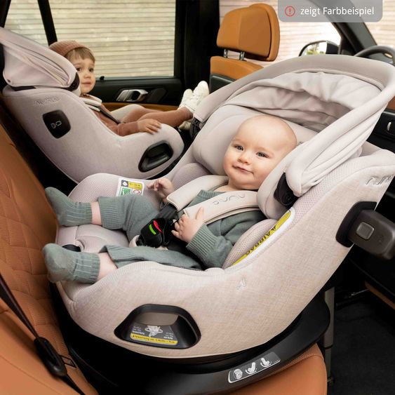 Nuna Seggiolino auto Reboarder PRUU Aire i-Size 360° girevole dalla nascita fino a 4 anni (40 cm - 105 cm) incl. base e riduttore seggiolino - Cedar