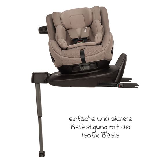 Nuna Seggiolino auto Reboarder PRUU Aire i-Size 360° girevole dalla nascita fino a 4 anni (40 cm - 105 cm) incl. base e riduttore seggiolino - Cedar
