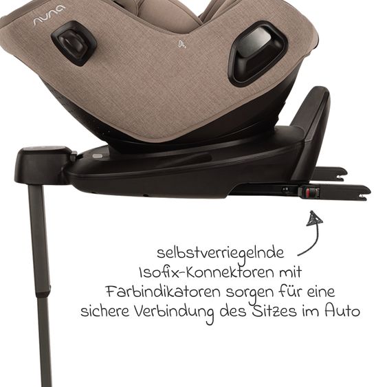 Nuna Seggiolino auto Reboarder PRUU Aire i-Size 360° girevole dalla nascita fino a 4 anni (40 cm - 105 cm) incl. base e riduttore seggiolino - Cedar