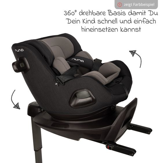 Nuna Seggiolino auto Reboarder PRUU Aire i-Size 360° girevole dalla nascita fino a 4 anni (40 cm - 105 cm) incl. base e riduttore seggiolino - Cedar