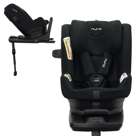 Nuna Reboarder-Kindersitz PRYM i-Size ab Geburt - 4 Jahre (40 cm - 105 cm) 360° drehbar, inkl. Isofix-Basis - Caviar