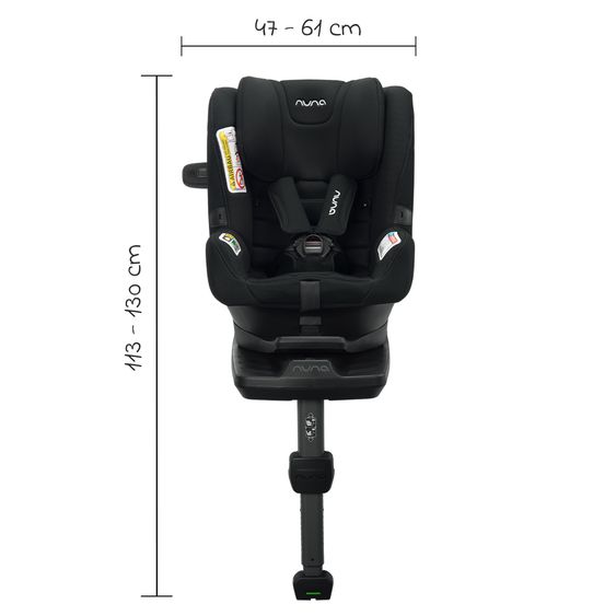 Nuna Reboarder-Kindersitz PRYM i-Size ab Geburt - 4 Jahre (40 cm - 105 cm) 360° drehbar, inkl. Isofix-Basis - Caviar