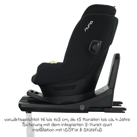 Nuna Reboarder-Kindersitz PRYM i-Size ab Geburt - 4 Jahre (40 cm - 105 cm) 360° drehbar, inkl. Isofix-Basis - Caviar