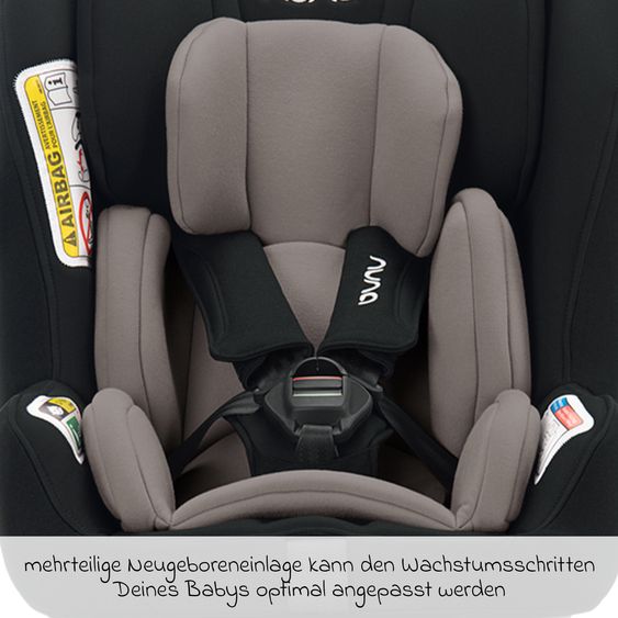 Nuna Reboarder-Kindersitz PRYM i-Size ab Geburt - 4 Jahre (40 cm - 105 cm) 360° drehbar, inkl. Isofix-Basis - Caviar
