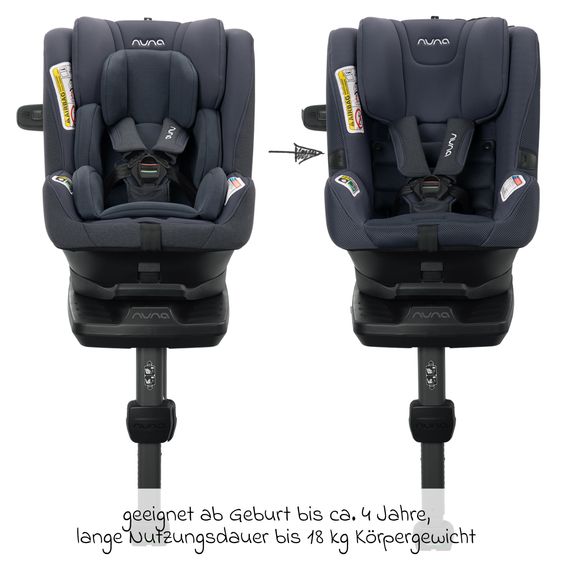 Nuna Reboarder child seat PRYM i-Size from birth - 4 years (40 cm - 105 cm) 360° rotatable, incl. Isofix base - Lake