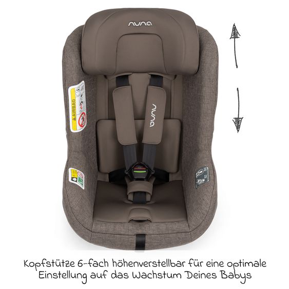 Nuna Seggiolino auto Reboarder TODL next i-Size 360° girevole dalla nascita fino a 4 anni (40 cm - 105 cm) incl. riduttore seggiolino - Castagna