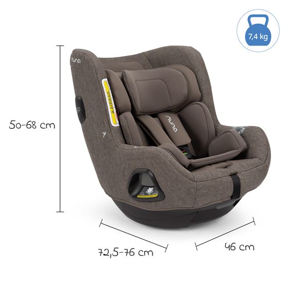 Nuna Seggiolino auto Reboarder TODL next i-Size 360° girevole dalla nascita fino a 4 anni (40 cm - 105 cm) incl. riduttore seggiolino - Castagna