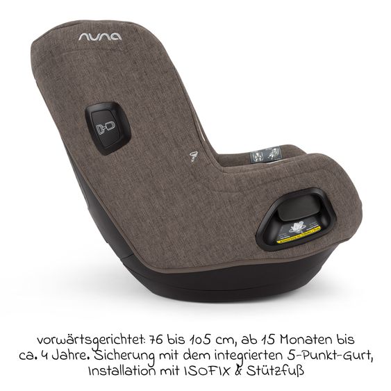 Nuna Seggiolino auto Reboarder TODL next i-Size 360° girevole dalla nascita fino a 4 anni (40 cm - 105 cm) incl. riduttore seggiolino - Castagna