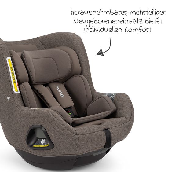 Nuna Seggiolino auto Reboarder TODL next i-Size 360° girevole dalla nascita fino a 4 anni (40 cm - 105 cm) incl. riduttore seggiolino - Castagna