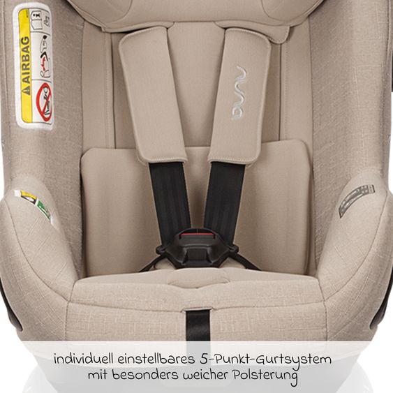Nuna Reboarder child seat TODL next i-Size 360° incl. Base Curve rotatable from birth to 4 years (40 cm - 105 cm) with seat reducer, padding protection & play animal - Biscotti
