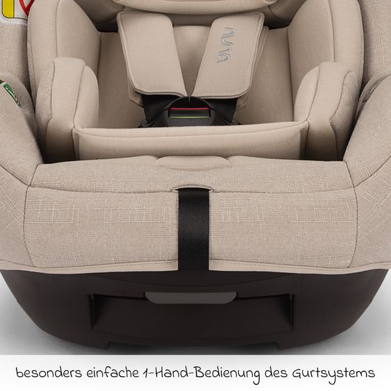 Nuna Reboarder child seat TODL next i-Size 360° incl. Base Curve rotatable from birth to 4 years (40 cm - 105 cm) with seat reducer, padding protection & play animal - Biscotti