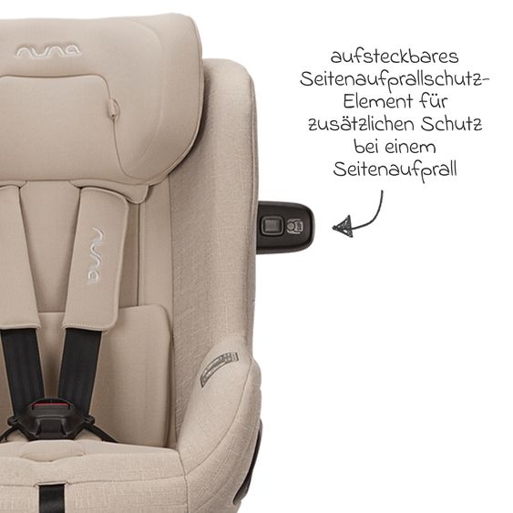 Nuna Reboarder child seat TODL next i-Size 360° incl. Base Curve rotatable from birth to 4 years (40 cm - 105 cm) with seat reducer, padding protection & play animal - Biscotti