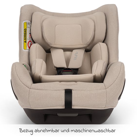 Nuna Reboarder child seat TODL next i-Size 360° incl. Base Curve rotatable from birth to 4 years (40 cm - 105 cm) with seat reducer, padding protection & play animal - Biscotti