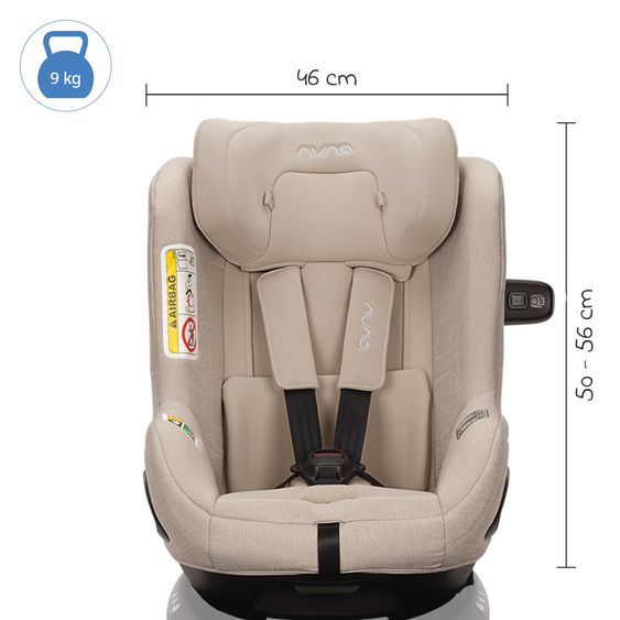 Nuna Reboarder child seat TODL next i-Size 360° incl. Base Curve rotatable from birth to 4 years (40 cm - 105 cm) with seat reducer, padding protection & play animal - Biscotti
