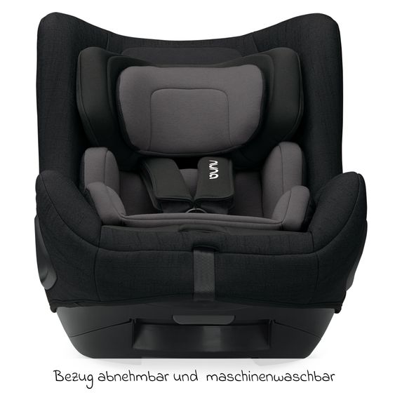 Nuna Reboarder child seat TODL next i-Size 360° incl. Base Curve rotatable from birth to 4 years (40 cm - 105 cm) with seat reducer, padding protection & play animal - Caviar
