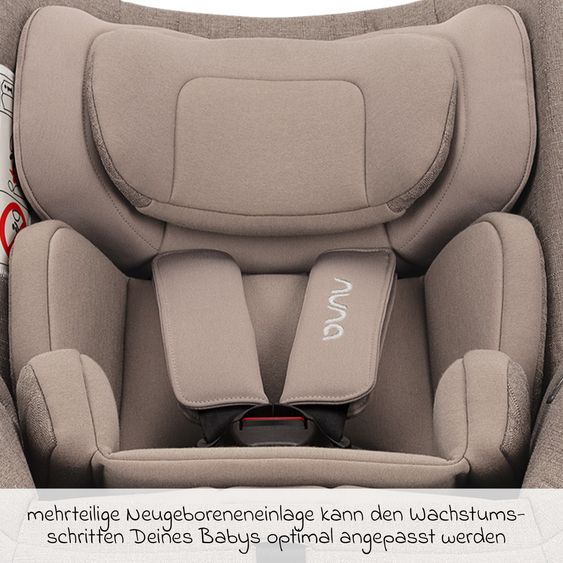Nuna Reboarder child seat TODL next i-Size 360° incl. Base Curve rotatable from birth to 4 years (40 cm - 105 cm) with seat reducer, padding protection & play animal - Cedar