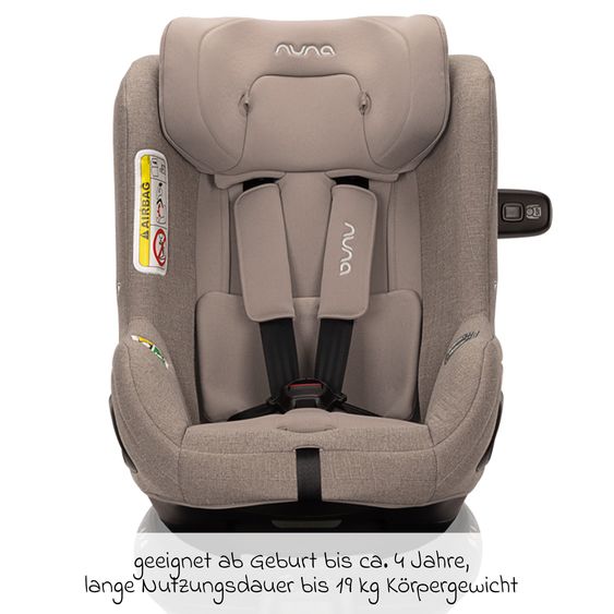 Nuna Reboarder child seat TODL next i-Size 360° incl. Base Curve rotatable from birth to 4 years (40 cm - 105 cm) with seat reducer, padding protection & play animal - Cedar