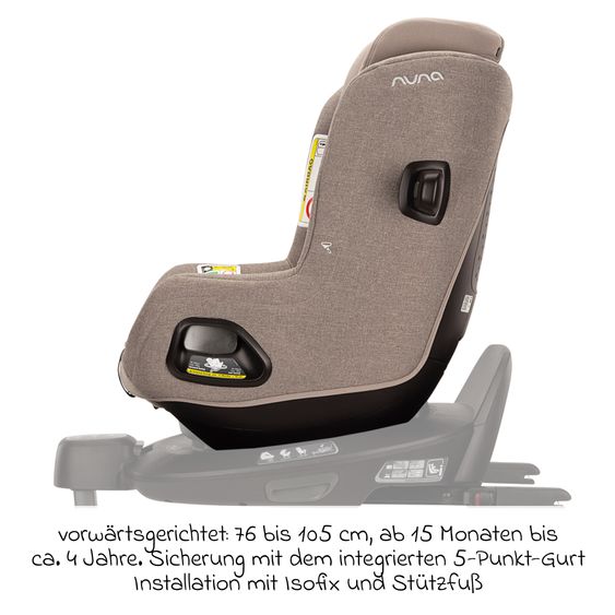 Nuna Reboarder child seat TODL next i-Size 360° incl. Base Curve rotatable from birth to 4 years (40 cm - 105 cm) with seat reducer, padding protection & play animal - Cedar