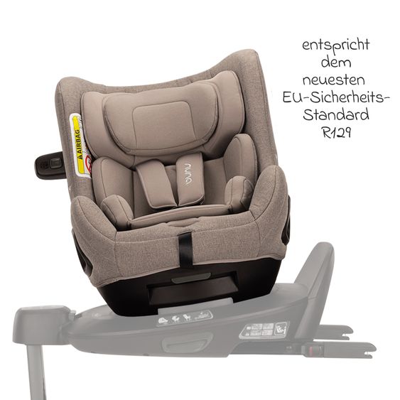 Nuna Reboarder child seat TODL next i-Size 360° incl. Base Curve rotatable from birth to 4 years (40 cm - 105 cm) with seat reducer, padding protection & play animal - Cedar