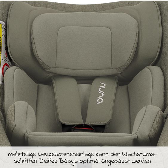Nuna Reboarder child seat TODL next i-Size 360° incl. Base Curve rotatable from birth to 4 years (40 cm - 105 cm) with seat reducer, padding protection & play animal - Pine