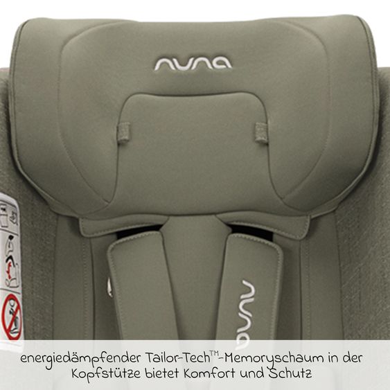 Nuna Reboarder child seat TODL next i-Size 360° incl. Base Curve rotatable from birth to 4 years (40 cm - 105 cm) with seat reducer, padding protection & play animal - Pine