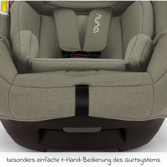 Nuna Reboarder child seat TODL next i-Size 360° incl. Base Curve rotatable from birth to 4 years (40 cm - 105 cm) with seat reducer, padding protection & play animal - Pine