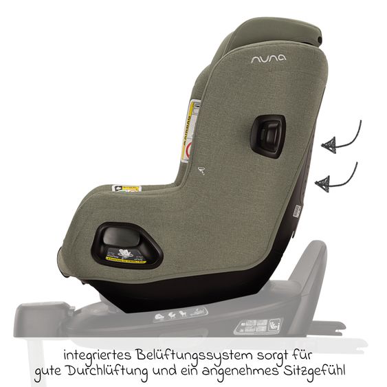 Nuna Reboarder child seat TODL next i-Size 360° incl. Base Curve rotatable from birth to 4 years (40 cm - 105 cm) with seat reducer, padding protection & play animal - Pine