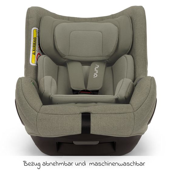 Nuna Reboarder child seat TODL next i-Size 360° incl. Base Curve rotatable from birth to 4 years (40 cm - 105 cm) with seat reducer, padding protection & play animal - Pine