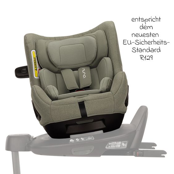 Nuna Reboarder child seat TODL next i-Size 360° incl. Base Curve rotatable from birth to 4 years (40 cm - 105 cm) with seat reducer, padding protection & play animal - Pine