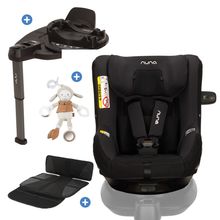 Reboarder child seat TODL next i-Size 360° incl. Base Curve rotatable from birth to 4 years (40 cm - 105 cm) with seat reducer, padding protection & play animal - Thunder
