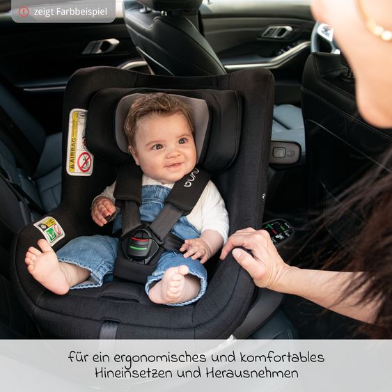 Nuna Reboarder child seat TODL next i-Size 360° incl. Base Curve rotatable from birth to 4 years (40 cm - 105 cm) with seat reducer, padding protection & play animal - Thunder