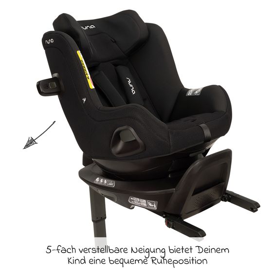 Nuna Reboarder child seat TODL next i-Size 360° incl. Base Curve rotatable from birth to 4 years (40 cm - 105 cm) with seat reducer, padding protection & play animal - Thunder