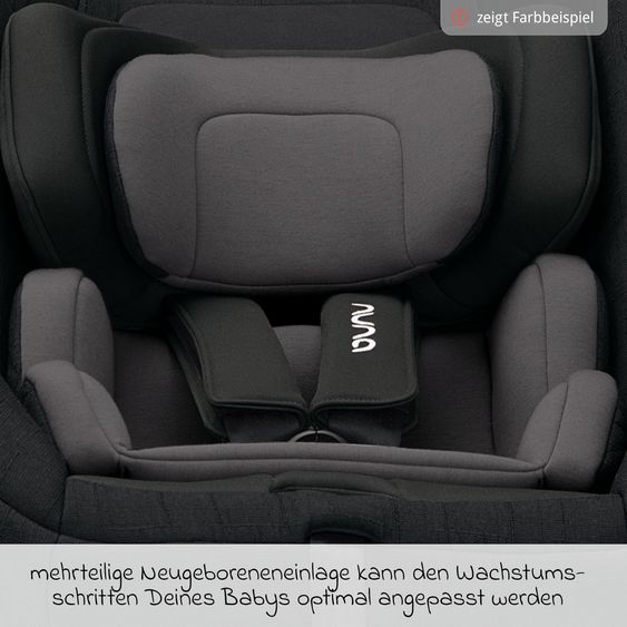 Nuna Reboarder child seat TODL next i-Size 360° incl. Base Curve rotatable from birth to 4 years (40 cm - 105 cm) with seat reducer, padding protection & play animal - Thunder