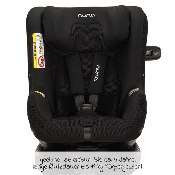 Nuna Reboarder child seat TODL next i-Size 360° incl. Base Curve rotatable from birth to 4 years (40 cm - 105 cm) with seat reducer, padding protection & play animal - Thunder