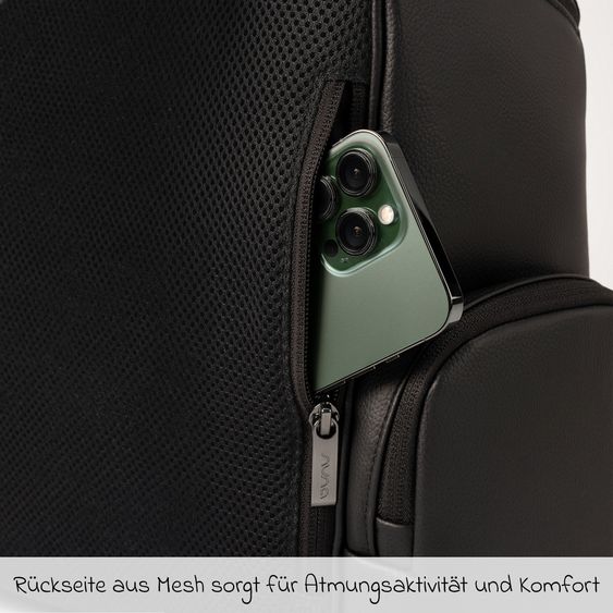 Nuna Wickelrucksack mit Wickelunterlage, Innen-& Außenfächer - Caviar