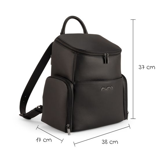 Nuna Wickelrucksack mit Wickelunterlage, Innen-& Außenfächer - Caviar