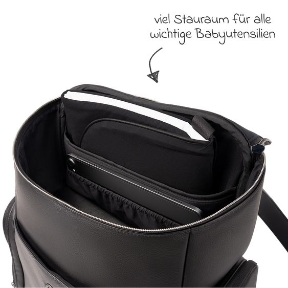 Nuna Wickelrucksack mit Wickelunterlage, Innen-& Außenfächer - Caviar