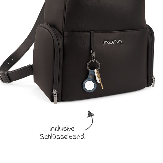 Nuna Wickelrucksack mit Wickelunterlage, Innen-& Außenfächer - Caviar