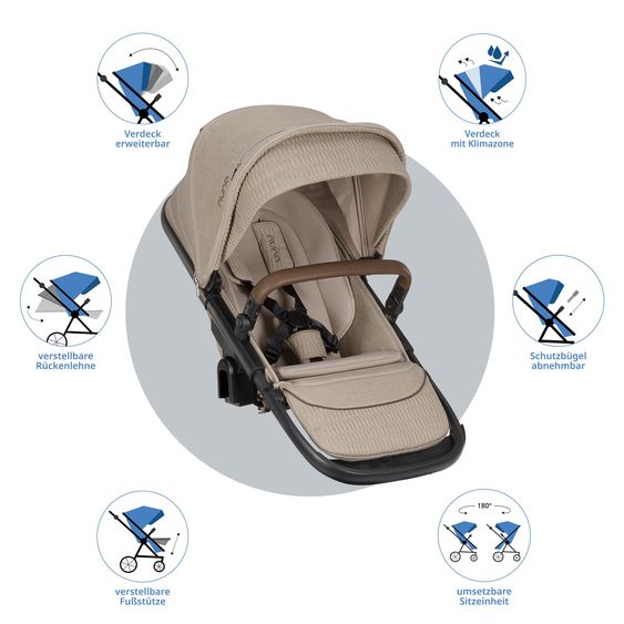 Nuna Second Sports Seat DEMI next with magnetic belt closure incl. rain cover - Cosmopolitan