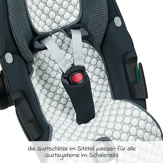 Odenwälder Baby car seat pad with iceberg 4D fabric - cooling for a comfortable seating experience - Grey