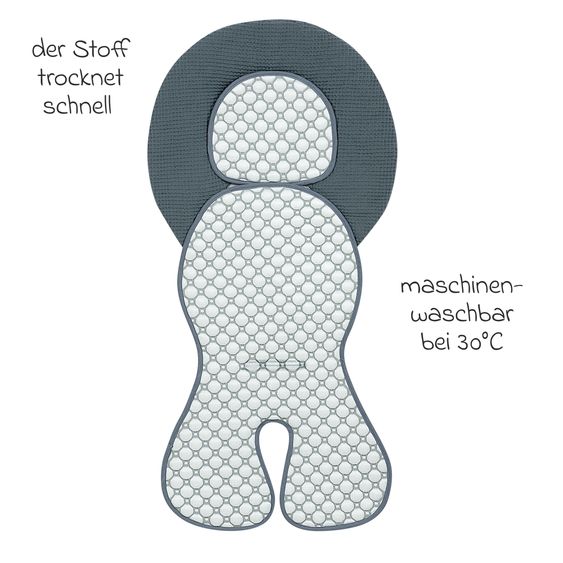 Odenwälder Babyschalen-Auflage mit iceberg-4D-Gewebe - kühlend für ein angenehmes Sitzgefühl - Grey