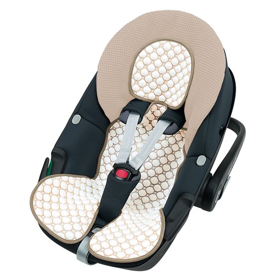 Odenwälder Infant car seat pad with iceberg 4D fabric - cooling for a comfortable seat - sand