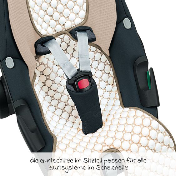 Odenwälder Infant car seat pad with iceberg 4D fabric - cooling for a comfortable seat - sand